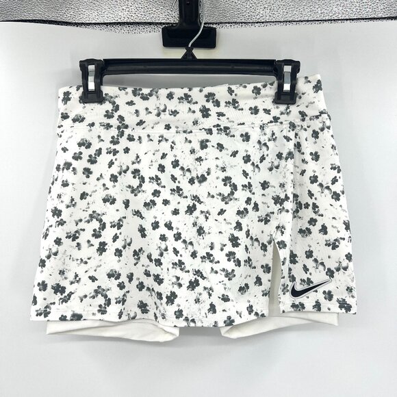 Nike Dri Fit Gray White Floral Print Athletic Skort Women's Small - Picture 1 of 3